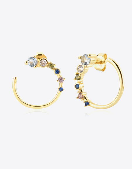 18K Gold-Plated 925 Sterling Silver C-Hoop Earrings