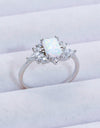 925 Sterling Silver Zircon and Opal Ring