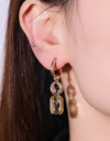 Glass Stone Decor Copper Earrings