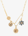 Rhinestone Flower Paperclip Chain Necklace