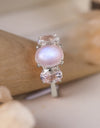 High Quality Natural Moonstone 925 Sterling Silver Three Stone Ring