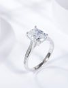 3 Carat Moissanite Platinum-Plated Side Stone Ring