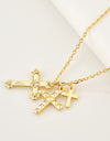 Inlaid Zircon Cross Pendant 925 Sterling Silver Necklace