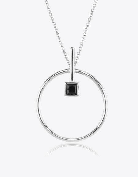 Black Zircon 925 Sterling Silver Necklace