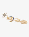 5-Pair Wholesale Inlaid Rhinestone Moon and Star Drop Earrings