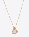 White Mother-Of-Pearl Flower Pendant Copper Necklace