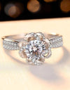 2 Carat Moissanite Floral Platinum-Plated Ring