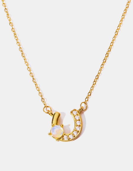 Horseshoe Shape Copper 14K Gold Plated Pendant Necklace