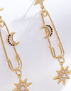 5-Pair Wholesale Inlaid Pearl Star and Moon Drop Earrings