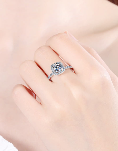 2 Carat Moissanite Square Halo Ring