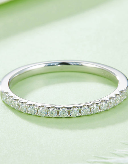 Moissanite Platinum-Plated Half-Eternity Ring