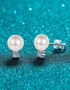 Moissanite Pearl Stud Earrings