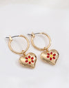 Contrast Copper Heart Drop Earrings