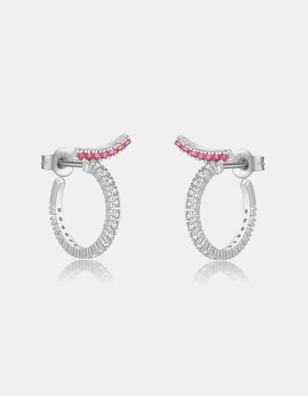 Inlaid Zircon 925 Sterling Silver C-Hoop Earrings