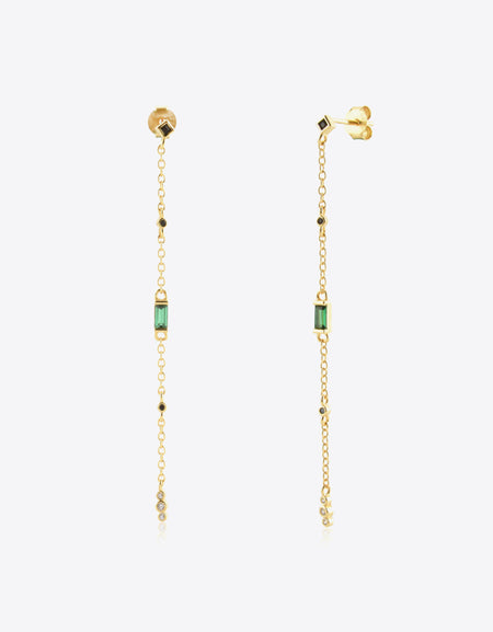 Inlaid Zircon 18K Gold-Plated Earrings