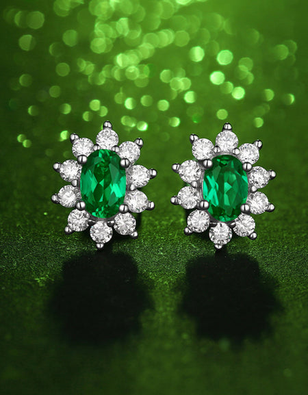 1 Carat Lab-Grown Emerald Stud Earrings