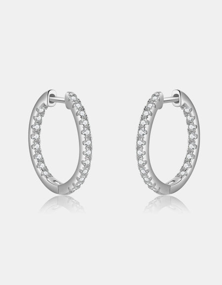 Inlaid Zircon 925 Sterling Silver Huggie Earrings