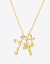 Inlaid Zircon Cross Pendant 925 Sterling Silver Necklace