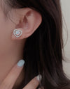 925 Sterling Silver Opal Heart Stud Earrings