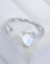 Inlaid Moonstone Heart Adjustable Open Ring