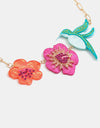 Flower & Bird Rhinestone Decor Necklace