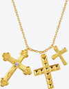 Inlaid Zircon Cross Pendant 925 Sterling Silver Necklace