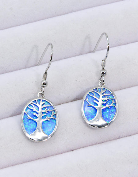 Opal Blue Platinum-Plated Drop Earrings