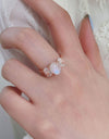 High Quality Natural Moonstone 925 Sterling Silver Three Stone Ring