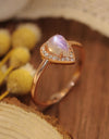 Moonstone Teardrop 925 Sterling Silver Halo Ring