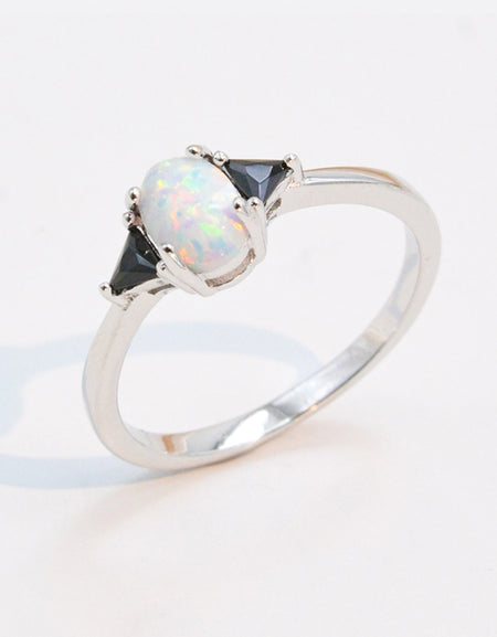 Contrast 925 Sterling Silver Opal Ring