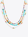 Multicolored Bead Necklace Three-Piece Set