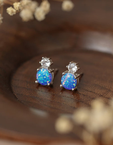 4-Prong Opal Stud Earrings