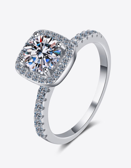 2 Carat Moissanite Square Halo Ring