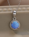 Opal Round Pendant Chain Necklace