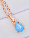 Teardrop Turquoise 4-Prong Pendant Necklace