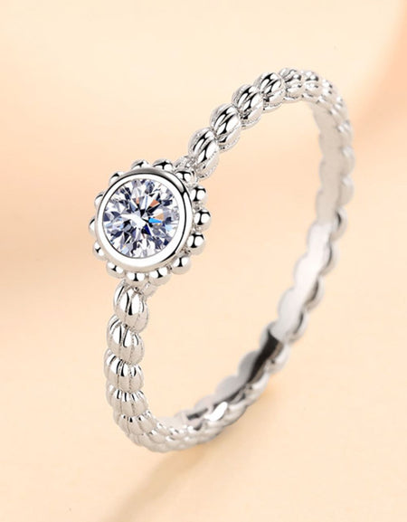 Moissanite Rhodium-Plated Ring