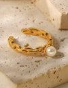 Pearl Stainless Steel Open Ring