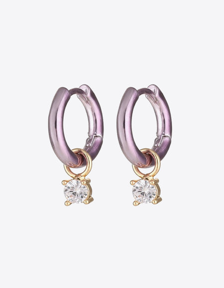 Zircon Huggie Drop Earrings