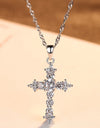 Zircon Cross Pendant 925 Sterling Silver Necklace