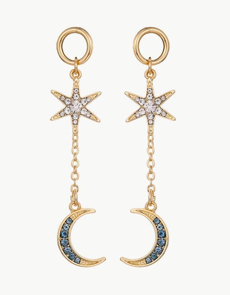 5-Pair Wholesale Inlaid Rhinestone Star and Moon Drop Earrings