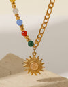 Opal Sun Shape Pendant Necklace