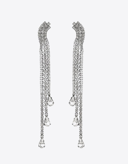 Glass Stone Fringe Dangle Earrings