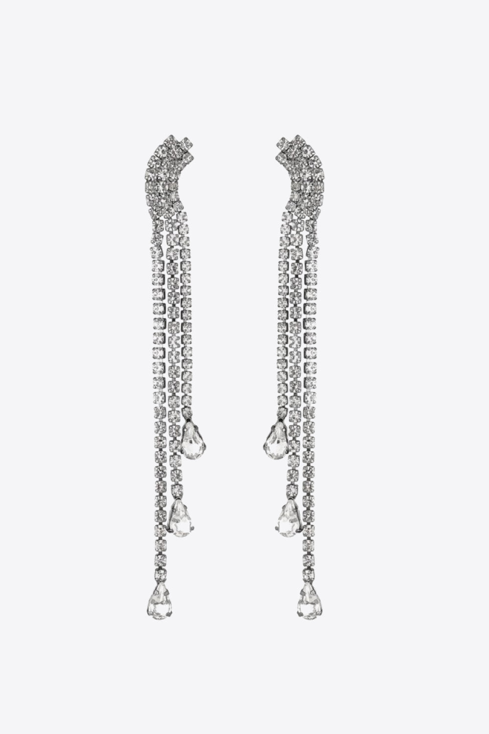 Glass Stone Fringe Dangle Earrings