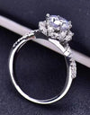 Platinum-Plated Six Prong 1 Carat Moissanite Ring