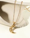 18K Gold Plated Inlaid Zircon Moon Pendant Necklace