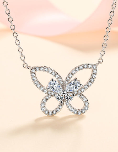 Moissanite Butterfly Pendant Necklace