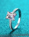 925 Sterling Silver Side Stone Moissanite Ring