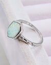 Opal Hexagon 925 Sterling Silver Ring