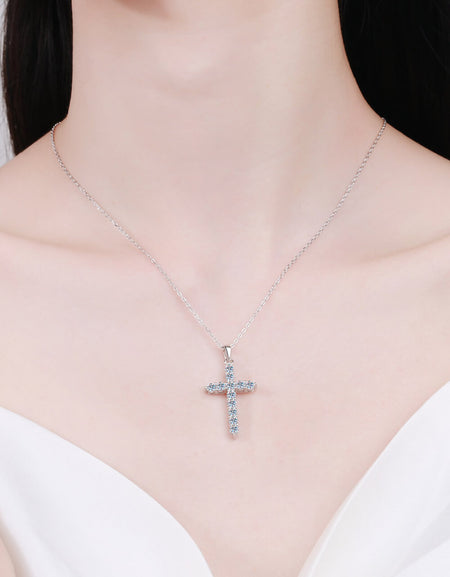 Moissanite Cross Pendant Chain Necklace