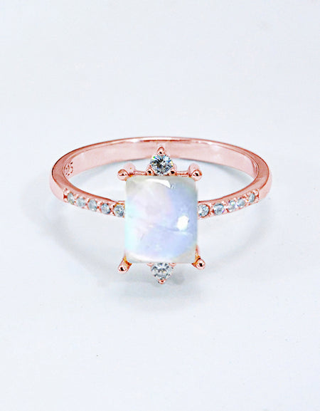 925 Sterling Silver Square Moonstone Ring